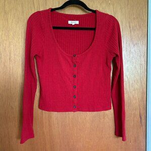 Madewell Ribbed Long Sleeve Crop Top - size M